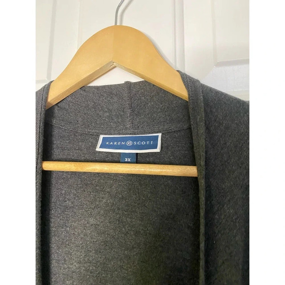 Charter Club Gray Open Front Cardigan Size 3X - Picture 3 of 6